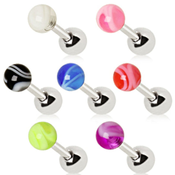 316L Surgical Steel Cartilage Earring with UV Marble Ball-WildKlass Jewelry