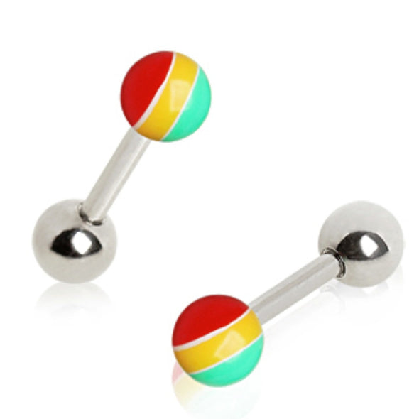 316L Surgical Steel Cartilage Earring with Rasta UV Ball-WildKlass Jewelry