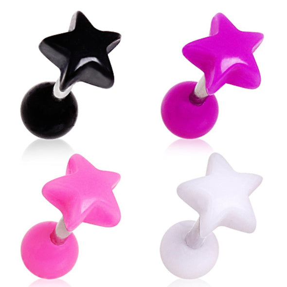 316L Surgical Steel Cartilage Earring with Acrylic Star-WildKlass Jewelry