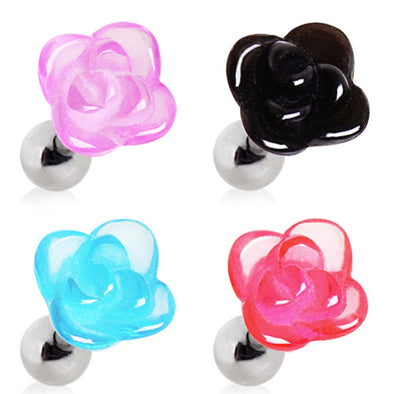 316L Surgical Steel Cartilage Earring with UV Acrylic Rose-WildKlass Jewelry