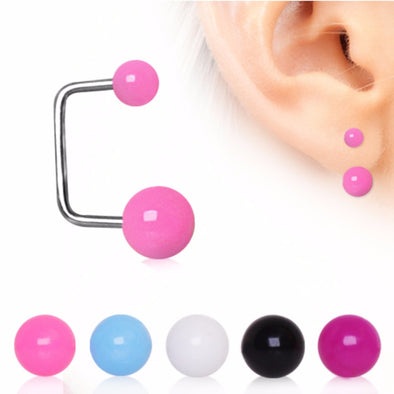 316L Surgical Steel Loop Cartilage Earring with UV Acrylic Balls-WildKlass Jewelry