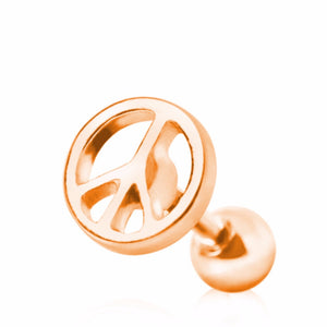 Gold Plated 316L Cartilage Earring with Peace Sign-WildKlass Jewelry