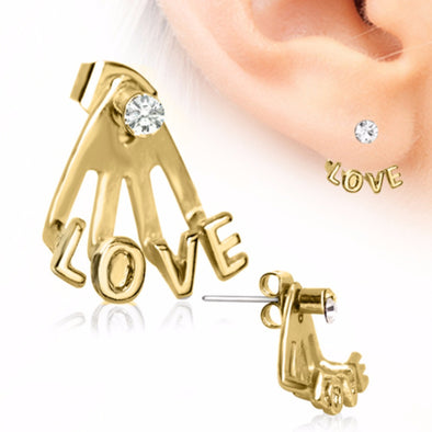 Gold Plated ?Trident Triple? Love Earring-WildKlass Jewelry
