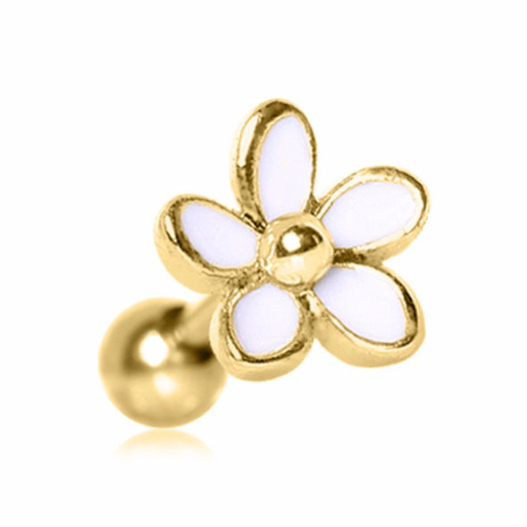 Gold Plated Sweet White Daisy Cartilage Earring-WildKlass Jewelry