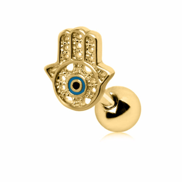 Gold Plated All-Seeing Hamsa Hand Cartilage Earring-WildKlass Jewelry