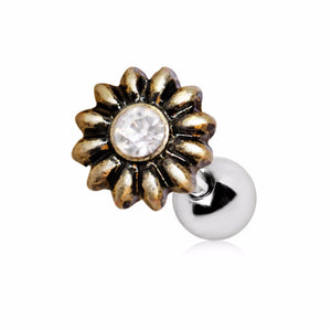 Vintage Gold Plated Flower Cartilage Earring-WildKlass Jewelry