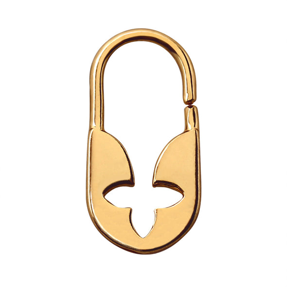 Gold Plated Flower Padlock Cartilage Earring / Septum Ring-WildKlass Jewelry