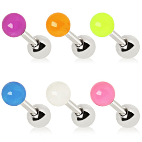 316L Surgical Steel Cartilage Earring with Glow in the Dark Ball-WildKlass Jewelry