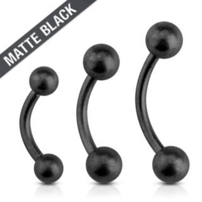 Matte Black IP 316L Surgical Steel WildKlass Eyebrow Curve WildKlass Barbell WildKlass Barbell 120pc Pack (20 Pcs x 6 Sizes)-WildKlass Jewelry
