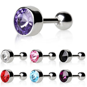 316L Surgical Steel Bezel Set Faceted Swarovski Crystal Cartilage Earring-WildKlass Jewelry