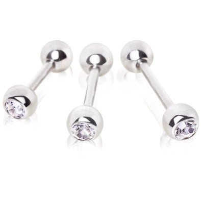 316L Surgical Steel Tragus Ring with Press Fitted Cubic Zirconia Ball-WildKlass Jewelry