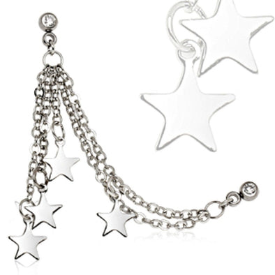 316L Surgical Steel Chained Stars Cartilage Earring-WildKlass Jewelry
