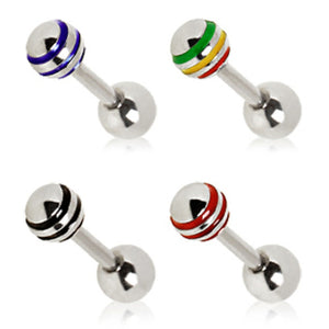 316L Surgical Steel Cartilage Earring with Three-Striped Ball-WildKlass Jewelry