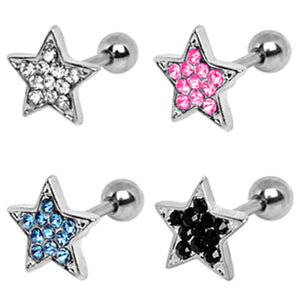 316L Surgical Steel Multi-Gem Star Cartilage Earring-WildKlass Jewelry