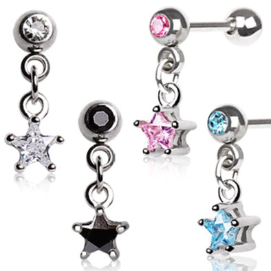 316L Surgical Steel Star Dangle Cartilage Earring-WildKlass Jewelry