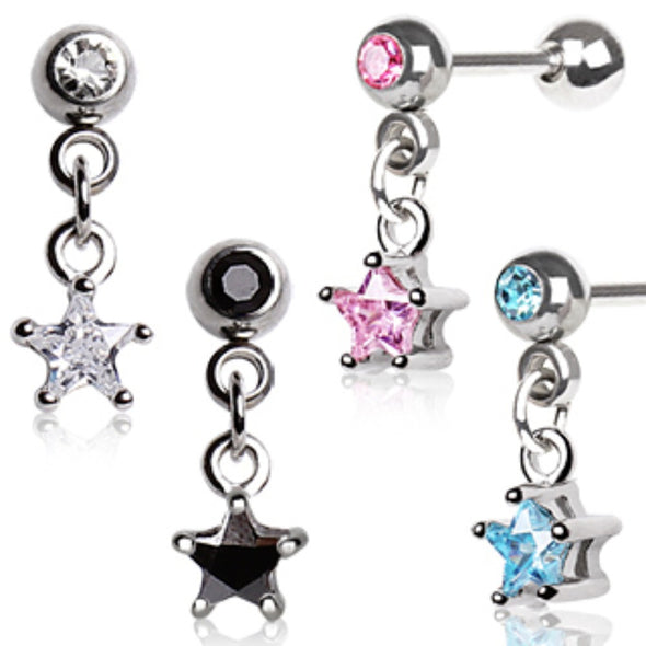 316L Surgical Steel Star Dangle Cartilage Earring-WildKlass Jewelry