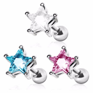 316L Surgical Steel Star CZ Stud Cartilage Earring-WildKlass Jewelry
