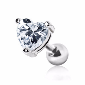 316L Surgical Steel Heart CZ Stud Cartilage Earring-WildKlass Jewelry