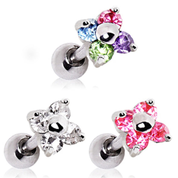 316L Flower CZ Cartilage Earring-WildKlass Jewelry