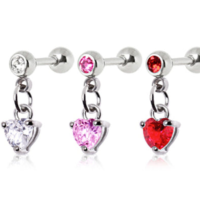 316L Surgical Steel Heart Dangle Cartilage Earring-WildKlass Jewelry