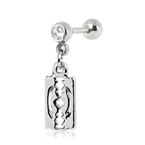 316L Surgical Steel Cartilage Earring with Razor Blade shape Dangle-WildKlass Jewelry