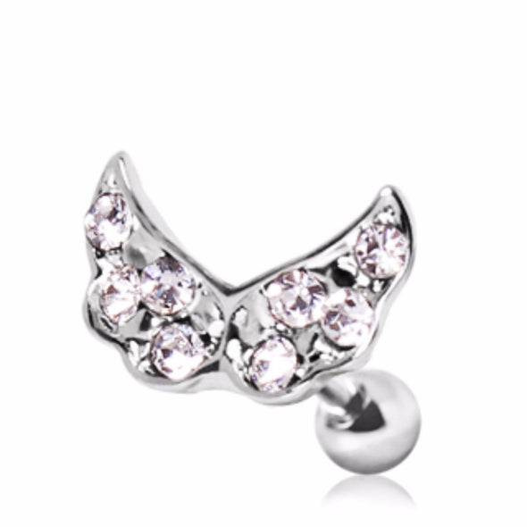 316L Surgical Steel Clear Gem Butterfly Cartilage Earring-WildKlass Jewelry