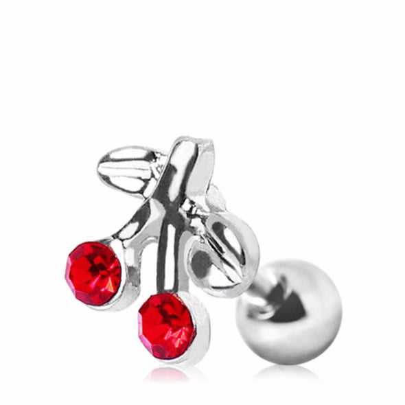 316L Surgical Steel Red CZ Cherry Cartilage Earring-WildKlass Jewelry