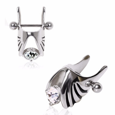 316L Surgical Steel Winged Cartilage Earring with Gem-WildKlass Jewelry
