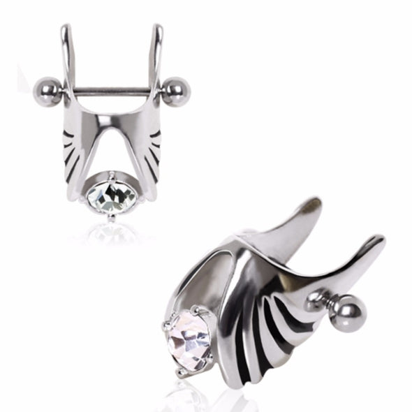 316L Surgical Steel Winged Cartilage Earring with Gem-WildKlass Jewelry