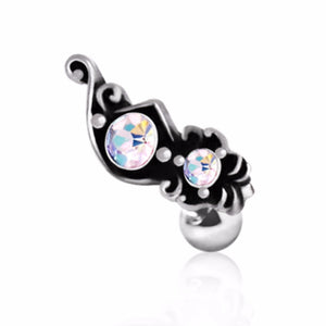 316L Surgical Steel Ornate Aurora Borealis Cartilage Earring-WildKlass Jewelry