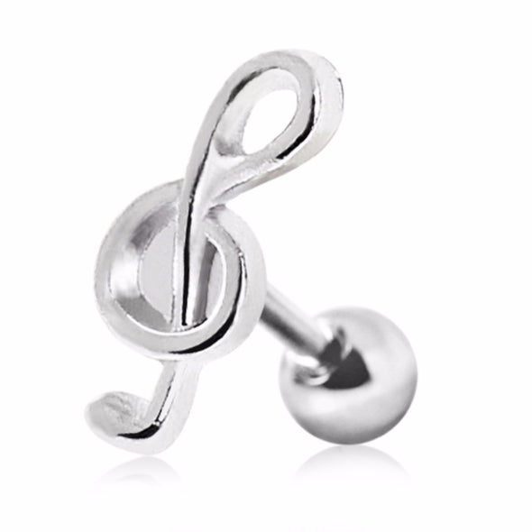 316L Surgical Steel Musical Treble Clef Cartilage Earring-WildKlass Jewelry