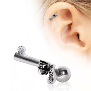 316L Surgical Steel Revolver Gun Cartilage Earring-WildKlass Jewelry