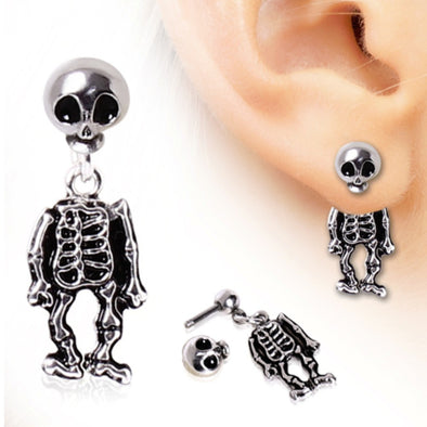 316L Surgical Steel Two-Piece Skeleton Dangle Earring-WildKlass Jewelry
