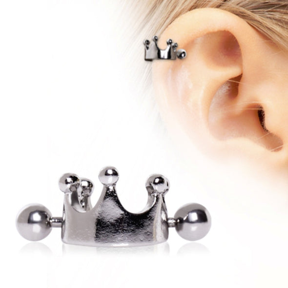 316L Surgical Steel Crown Cartilage Ear Cuff-WildKlass Jewelry