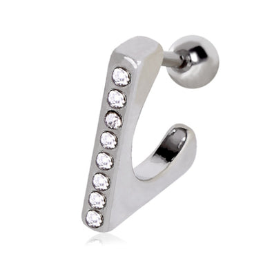 316L Surgical Steel Straight Gemmed Cartilage Cuff-WildKlass Jewelry