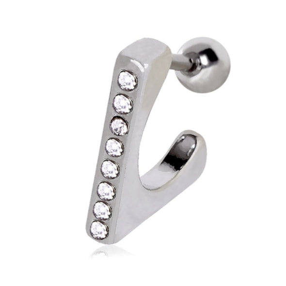 316L Surgical Steel Straight Gemmed Cartilage Cuff-WildKlass Jewelry