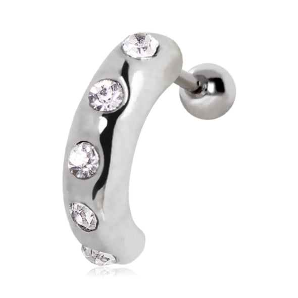 316L Surgical Steel Curved Cartilage Cuff with Large CZ-WildKlass Jewelry