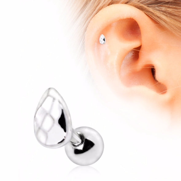 316L Stainless Steel Faceted Teardrop Cartilage Earring-WildKlass Jewelry