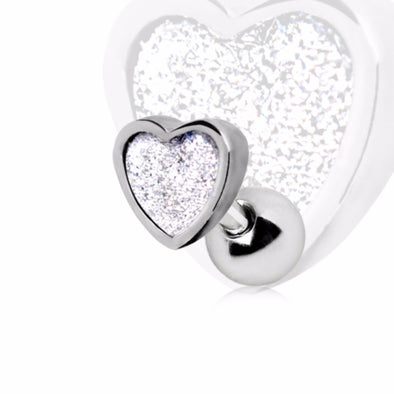 316L Stainless Steel CZ Dust Heart Cartilage Earring-WildKlass Jewelry