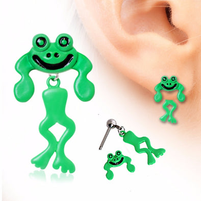 Two-Piece Frog Dangle Cartilage Earring-WildKlass Jewelry