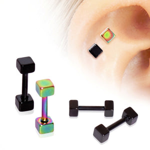 PVD Plated 316LSurgical Steel Cubed Cartilage Earring-WildKlass Jewelry