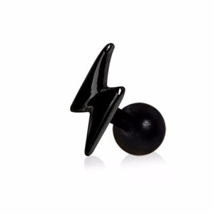 Black PVD Plated Lightning Bolt Cartilage Earring-WildKlass Jewelry