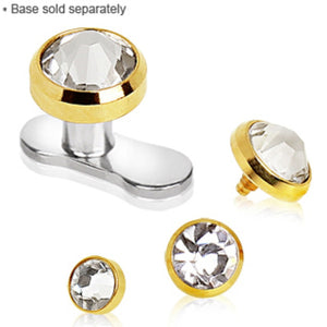 Gold Plated Dermal Top with Clear Cubic Zirconia-WildKlass Jewelry