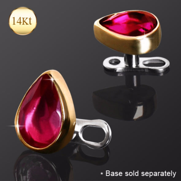 14Kt Gold Blood Drop Dermal Top-WildKlass Jewelry
