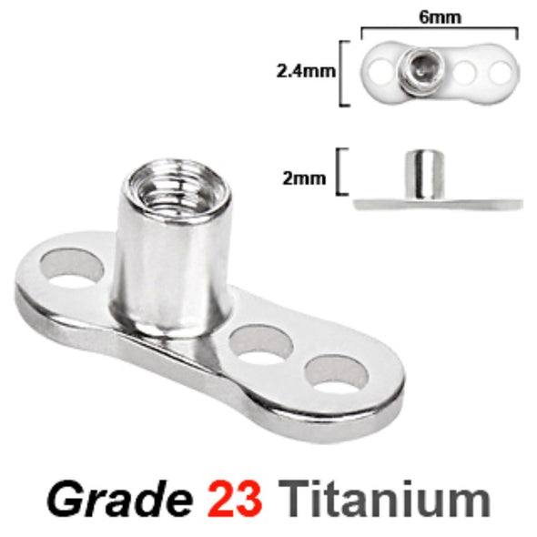 Grade 23 Titanium Dermal Anchor - 3 Holes / 2mm-WildKlass Jewelry