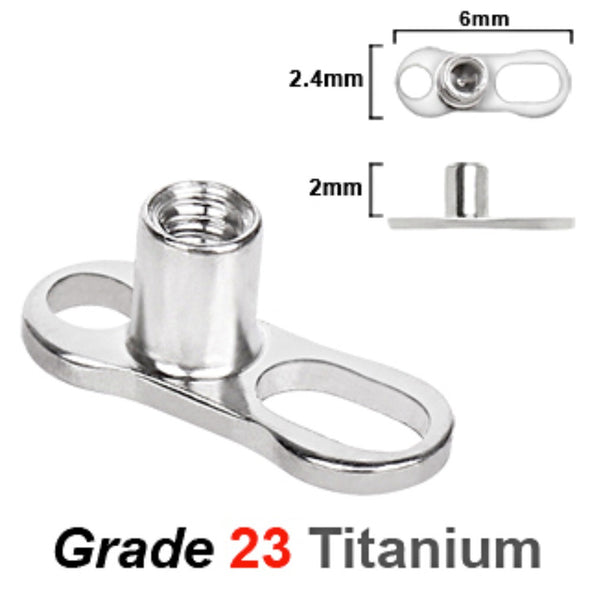 Grade 23 Titanium Dermal Anchor - 2 Holes / 2mm Rise-WildKlass Jewelry