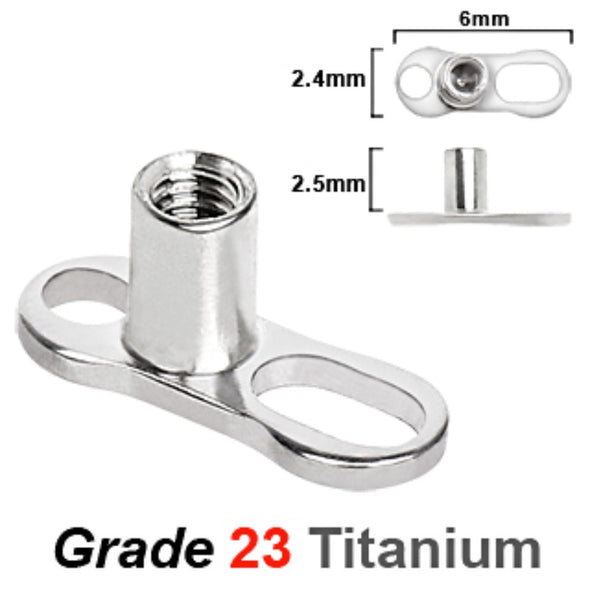 Grade 23 Titanium Dermal Anchor - 2 Holes / 2.5mm Rise-WildKlass Jewelry