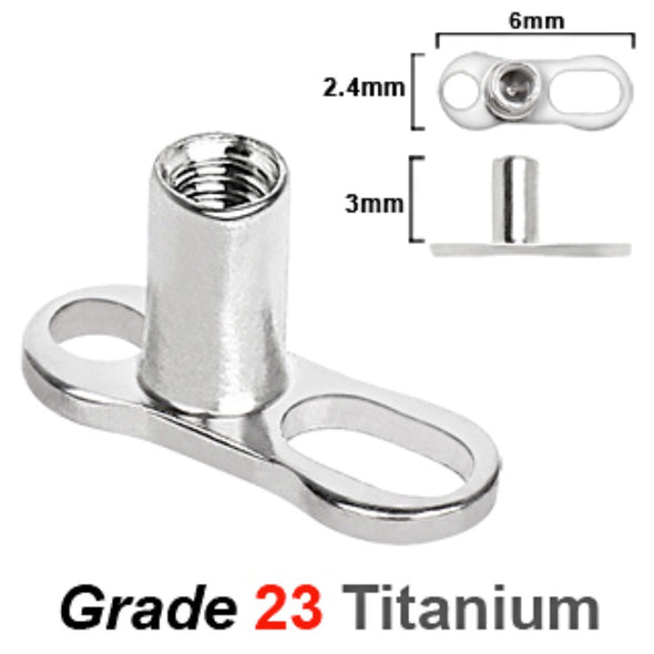 Grade 23 Titanium Dermal Anchor - 2 Holes / 3mm Rise-WildKlass Jewelry