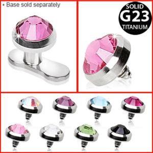 Grade 23 Titanium Internally Threaded Dermal Top with Cubic Zirconia-WildKlass Jewelry