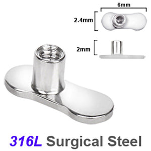 316L Surgical Steel Dermal Anchor - 0 Hole / 2mm Rise-WildKlass Jewelry